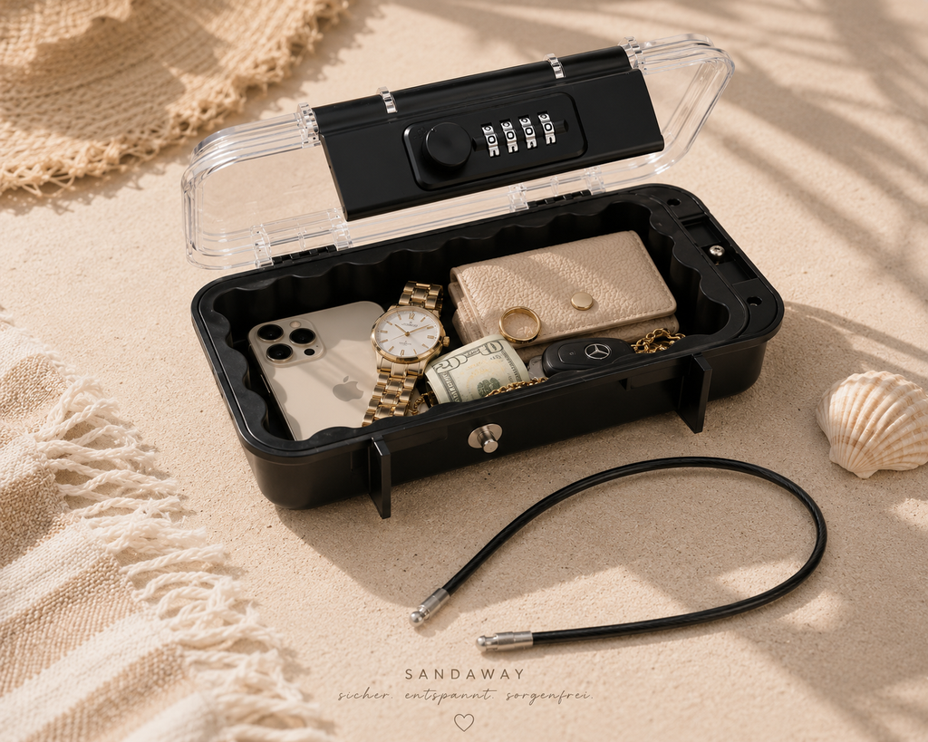 Tragbare Strandtresor-Box – Wasserdicht & Diebstahlsicher mit Zahlenschloss