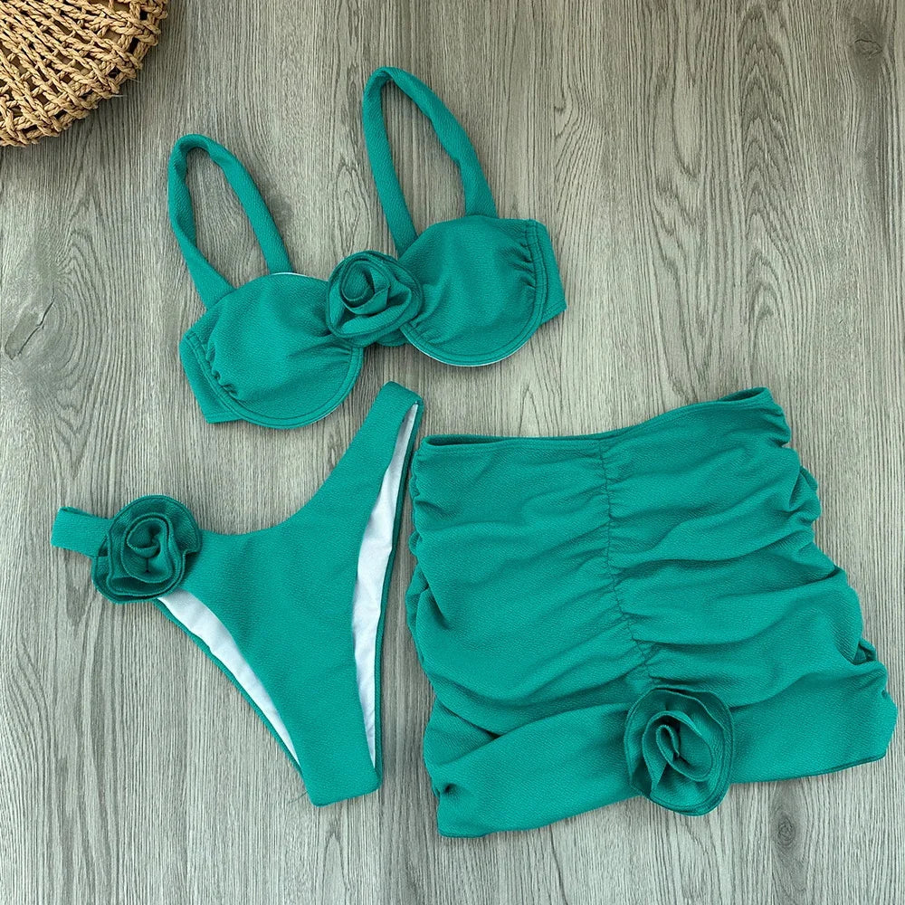 SandAway Floral Lace Micro Bikini Set – 3-teilig